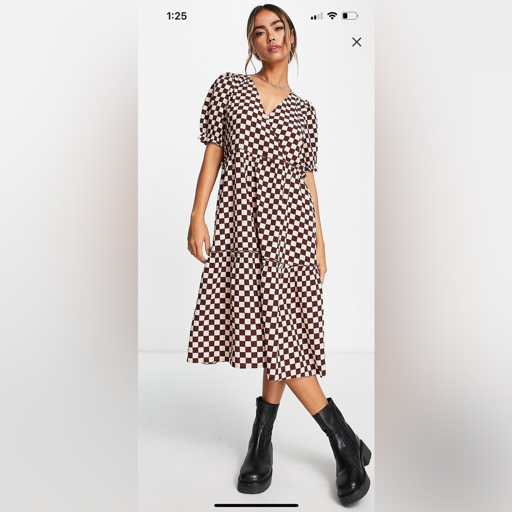 NWT Monki midi checkerboard dress